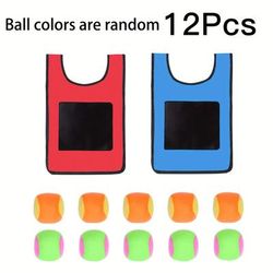 TEMU 2pcs Sticky Ball Vest Set With 10 Balls In Random Colors, Dodgeball Game For Outdoor Teamwork Parties
