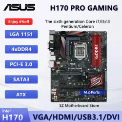 H170 PRO GAMING ASUS Intel H170 KitMotherboard ATX For LGA 1151 CPU i5-6500 6600K i7-6700 6700K i3-6100 DDR4 M.2 HDMI Best Price