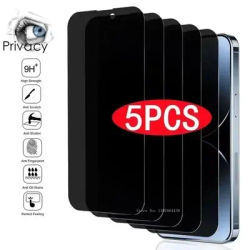 5Pcs Privacy Tempered Glass For iPhone 16 15 14 13 12 11 Pro Max Anti-Spy Screen Protectors For