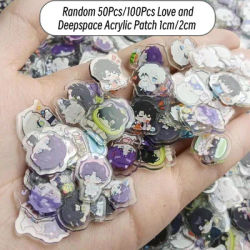 50Pcs/100Pcs Random Love and Deepspace Acrylic Patch 1cm/2cm DIY Bag Jewelry Crafts for Keychain Brooch Phone Case Ornament