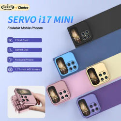 SERVO i17 Mini Small Flip Mobile Phone 1.77" Screen Blacklist Speed Dial Magic Voice FM Radio Cute Box Cellphones 2 SIM Standby