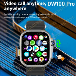 DW100 Pro Android Smartwatch contrôle de déverrouillage d'empreintes digitales montre intelligente 256GB ROM téléchargement gratuit App WIFI GPS caméra 2.29 pouces Amoled