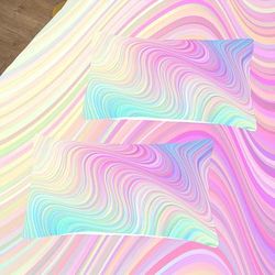 TEMU Rainbow Bedding Set 3d Modern Pattern Ombre Bedding Single Pastel Marble Duvet Cover Mint Green Pink Quilt Cover 2/3pcs Abstract Bedding Set