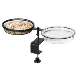 TEMU & Brown 2 In 1 Deck Bird Feeder With Metal Mesh Tray & Water Bowl, Adjustable Clamp For Balcony/railings,