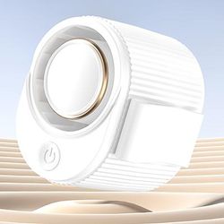 TEMU 1pc Portable Mini Clip-on Fan – Usb Rechargeable, 3-speed Adjustable, & Quiet, 1200mah Battery, 360° Rotatable Design For Waist, Neck, Or Multi-position Cooling, White, Rechargeable Fan