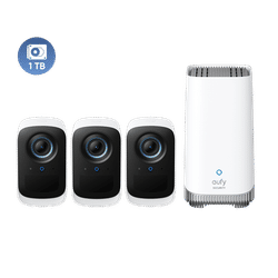 eufyCam S300 (eufyCam 3C) 3-Cam Kit+1 TB Drive White