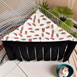 TEMU Washable Small Pet Hideaway House - Hammock Tent With Carrot For Hamsters, Rabbits, Guinea Pigs, Sugar Gliders & Hedgehogs - Durable Fabric Hideout For Play & Rest