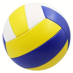 TEMU Size 5 Pvc Volleyball For Indoor & Outdoor Play - Soft Pu Material, Wear-resistant, Blue & Yellow Striped Design, Competitive Matches And Training, Competitive Play | Volleyball