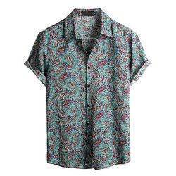 Retrò Vintage Boho Anni '70 Camicia Camicie hawaiane Hippie Paisley Costume Per uomo Halloween Carnevale Festival Musicale Vacanza al Mare Festa a tema retrò Adulti Camicia