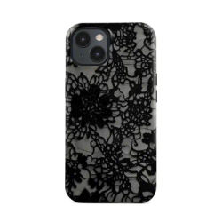 Magnetic Phone Case for IPHONE 16ProMax 15 14 13 12 11 PRO MAX Plus Black lace pattern Hard Luxury Double-layer Back Cover