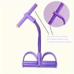 TEMU 1pc Purple Multifunctional Fitness Resistance Band - Lightweight, Stackable Tension Rope With Handles & Pedals For Full Body, Abdominal Workouts, Rowing & Flexibility Training