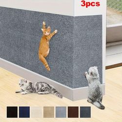 TEMU 1/3roll Self-adhesive Cat Scratching Mats Easy-to-install Furniture Protectors And Cat Claw Care Pads- Versatile, Long-lasting Polyester Fiber Design For Sofas, Doors And Carpets