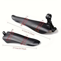 TEMU Front & Rear Mudguards - Adjustable For ' Bikes, Durable Chain Protection From Mud And Water , With Clamp Mechanism, Bike Accessories | Sleek Bike Guards | Durable Mudguards