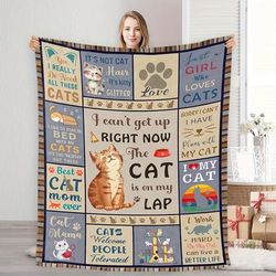 TEMU 1pc Cozy & -themed Flannel Blanket With Quirky Phrases And Illustrations - Soft, Warm, And Cat Lovers - Ideal For Home Decor, Camping, Travel, And Gifts, Cat