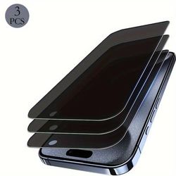 TEMU 3-pack Privacy Screen Protector For Iphone 7/8/se2/x/xs/xr/11/12/13/14/ Max, Tempered Glass, 9h Hardness, Anti-spy, Case Friendly, 3d Curved