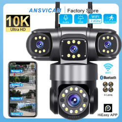 ANSVICAM 10K 20MP WIFI Camera UHD Security Camera with 16X Zoom Four Screens Four Lenses PTZ Auto-Tracking Waterproof for CCTV