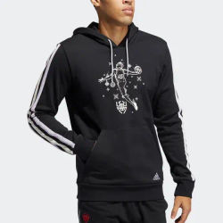 Adidas Official Genuine Basketball Sports Men's Striped Long-Sleeve Hooded Sweatshirt GU0505