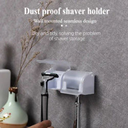 Men Shaver Razor Brush Blade Holder Storage Bathroom Wall Sucker Suction Cup Hook Stand Hanger Rack Shelf Dust Accessory Plastic