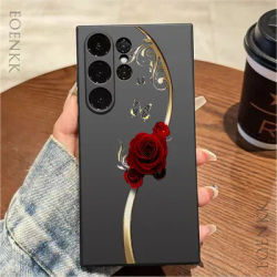 Luxury Rose Silicone Case for Samsung Galaxy S24/S23/S22/S21/Note 20/10 Lite Slim Fit Design Anti-Fall TPU Cover, Stylish Gift