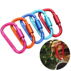 4 Pack Aluminum D Ring Key Rings Hiking Clips Locking Carabiner Hiking Camping Fishing and Outdoor Use Clips with Screw Gate