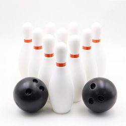 TEMU Large Classic White Bowling Set For - Includes 10 Pins & 2 Balls, Durable Pe Material, Ideal For Indoor & Outdoor Play, Beginners To Advanced Players, Bowling Set For Kids