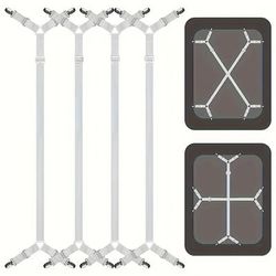 TEMU 4pcs/1pc A Pack, Adjustable Bed Sheet Suspenders, Nylon Woven Sheet Holder Straps, With 16 Clips, For Fitted Sheets, Hand Wash Only,