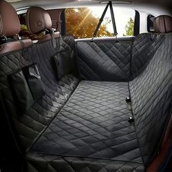 TEMU Quilted Dog Seat Cover-4 Layers Heavy Pet Hammock, Orange Decorated Scratch Resistant And Non-slip Rear Seat Protector, Soft And Durable, Suitable For Trucks And Suv