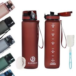 TEMU 1pc 1000ml Bybeean Gradient Color Insulated Water Bottle - Bpa-free, Leak-proof With Time Marker, Tea Infuser & Cleaning Brush, Ideal For Gym, Hiking, Camping & Outdoor Activities