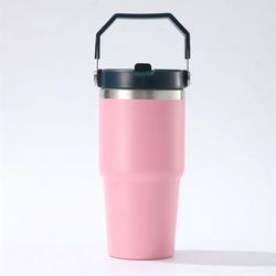 TEMU 1pc 20oz/30oz (590ml/887ml) Portable Insulated Tumbler With Handle And Straw Lid, Portable Stainless Steel Water Bottle, For Outdoor Sports, Travel & Camping