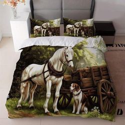 TEMU 3pcs Rustic Farmhouse Bedding Set And Dog Print (1duvet Cover + 2pillowcase, Without Core) For Bedroom Decor