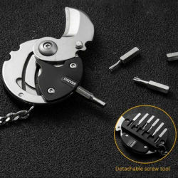 Multifunctional Keychain Screwdriver Hexagon Coin Outdoor EDC Tool Hexagon Folding Coin Knife Pocket Fold Mini coltello Gear Pee