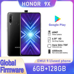 HONOR 9X Smartphone Global Firmware 6.59-inch EMUI 9.1 Camera 48M Battery 4000 mAh CPU Haisi Qilin 710F used phone