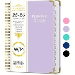 TEMU 2025-2026 A5 Planner Notebook - July 2025- 2026 Monthly & Weekly Calendar, Pink With Golden Accents, Elastic Closure, Inner Pocket, Office & School Organization