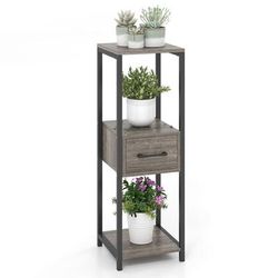 TEMU Goflame 3 Tier Tall Metal Plant Stand Indoor Plant Table Display Shelf W/ Drawer