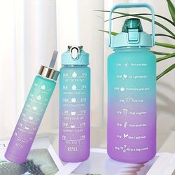 TEMU 3pcs Gradient Sports Water Bottles With Time Stamp, Large Capacity, Portable Design, Leak-proof, Bpa-free, Pc Material, Ideal For Gym, Outdoor Activities & Summer Hydratio