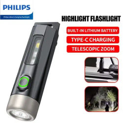 PHILIPS 2025 Super lumineux EDC lampe de poche LED Rechargeable Mini EDC porte-clés lampes de poche lampe de Camping pour randonnée auto-défense