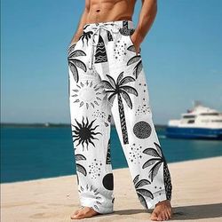 Per uomo Albero di Cocco Foglia di palma Piante Tropicali Pantaloni Pantaloni Larghi Pantaloni casual Misura del girovita medio Hawaiano Casual Vacanza Ferie Abbigliamento mare Coulisse Elastico in