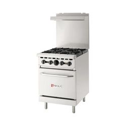 Wolf 24" 4 Burner Commercial Gas Range - Standard Oven, Stainless Steel, Natural Gas, WX24-4BN
