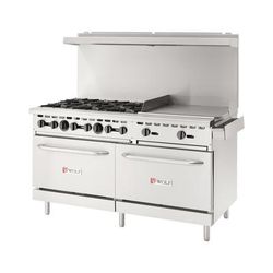 Wolf WX60F-6B24GN 60" 6 Burner Commercial Gas Range w/ Griddle & 2 Standard Ovens, Natural Gas, 2 Standard-sized Ovens, Stainless Steel, Gas Type: NG