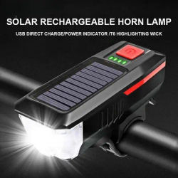 Solar Bicycle Light USB Rechargeable Power Display MTB Mountain Road Bike Front Lamp with Horn Flashlight Bicycle Light