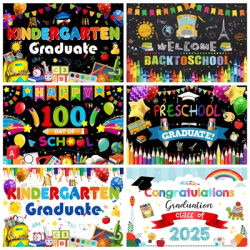 Preschool Kindergarten Graduate Photography Backdrop Class of 2025 Kids Kindergarten Congrats Grad