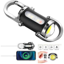 Powerful COB LED Flashlight Keychain USB Rechargeable Portable Flashlight 1000LM Waterproof Keyring Camping Walking Pocket Lamp