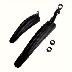 TEMU 1set Mountain Bike Fender Set, Plastic Material, Black, Including 2 Fenders, Suitable For All Types Of Bicycles