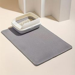 TEMU Double-layer Filter & Anti-cylinder Cat Litter Mat - Lightweight Eva Material, Spill Containment, Easy Mat For Indoor Cats