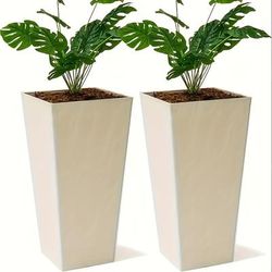 TEMU A Collection Of 2 Sizable Plastic Planters, Featuring A V-shaped Tall Design And A Contemporary Square Style, Enhancing Indoor And Outdoor Gardening - An Option For Plants, Trees, And .