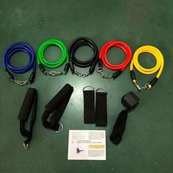 TEMU 11pcs Colored Tpe Resistance Band Set, Door Anchor And Handle Home Gyms, Fitness, Yoga And Pilates - Suitable For Beginners, Essential For Home Gyms | Portable Fitness Set | Durable Tpe Material
