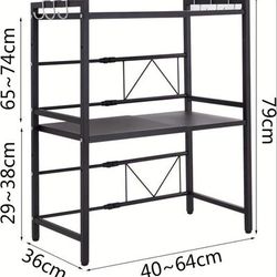 TEMU Extendable Microwave Oven Rack Adjustable Heavy Duty Kitchen Stand Storage Shelf