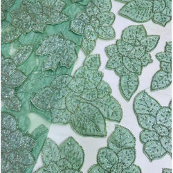 Luxruy feuille Design broderie paillettes perlées vert dentelle tissu tulles pour coudre robe africaine jupe pour femme 5 yards vente