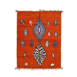 Tappeto berbero marocchino moderno in lana arancione 206 x 289 cm