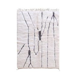Tappeto berbero marocchino in pura lana bianca 153 x 211 cm